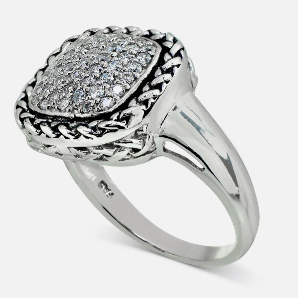 R.H. Macy’s Cubic Zirconia Rope-Framed Statement Ring in Sterling Silver Size 7